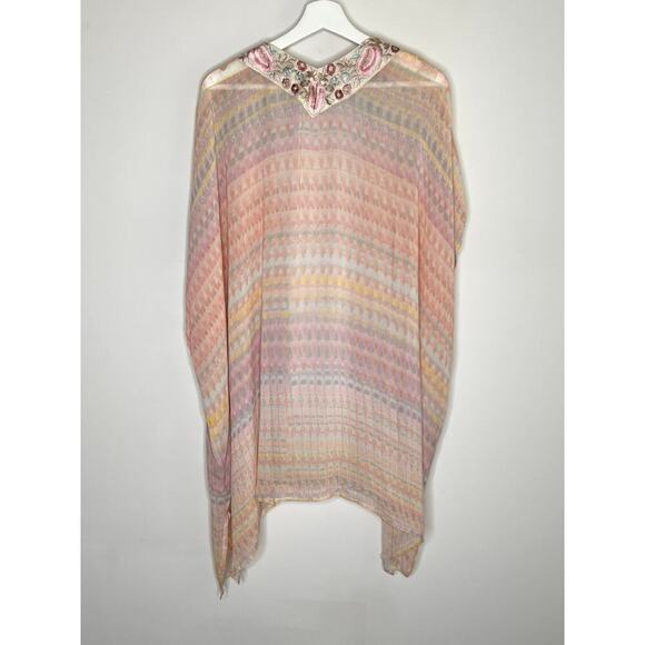 Soft Surroundings Floral Watercolor Kimono Shawl Cardigan Pastel Pink Women L/XL - Picture 9 of 10